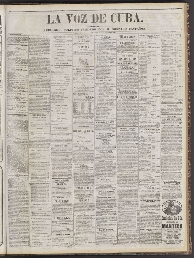 Miniatura de La Voz de Cuba: diario conservador del 7 de febrero de 1878