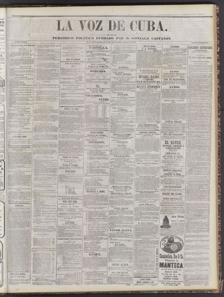 Miniatura de La Voz de Cuba: diario conservador del 19 de febrero de 1878