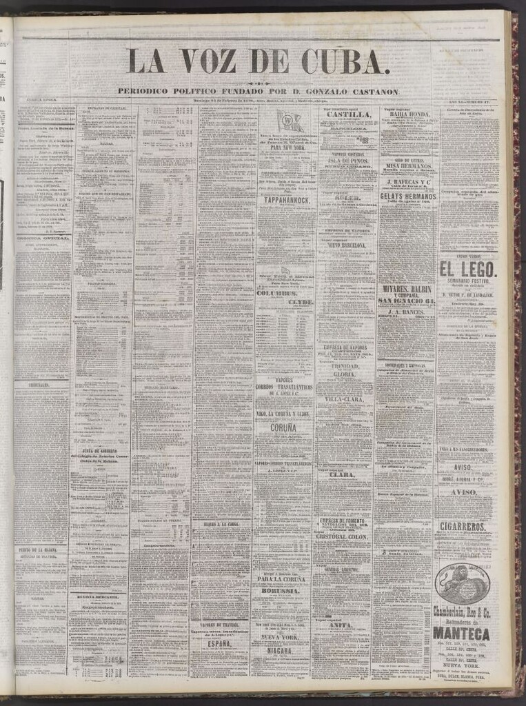 Miniatura de La Voz de Cuba: diario conservador del 24 de febrero de 1878