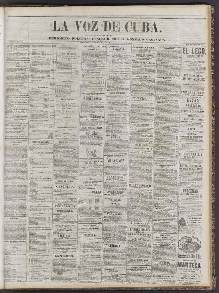 Miniatura de La Voz de Cuba: diario conservador del 28 de febrero de 1878