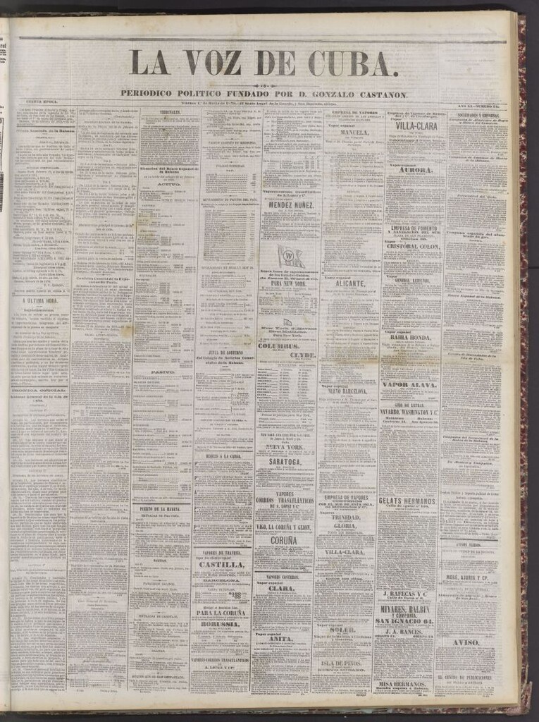 Miniatura de La Voz de Cuba: diario conservador del 1 de marzo de 1878