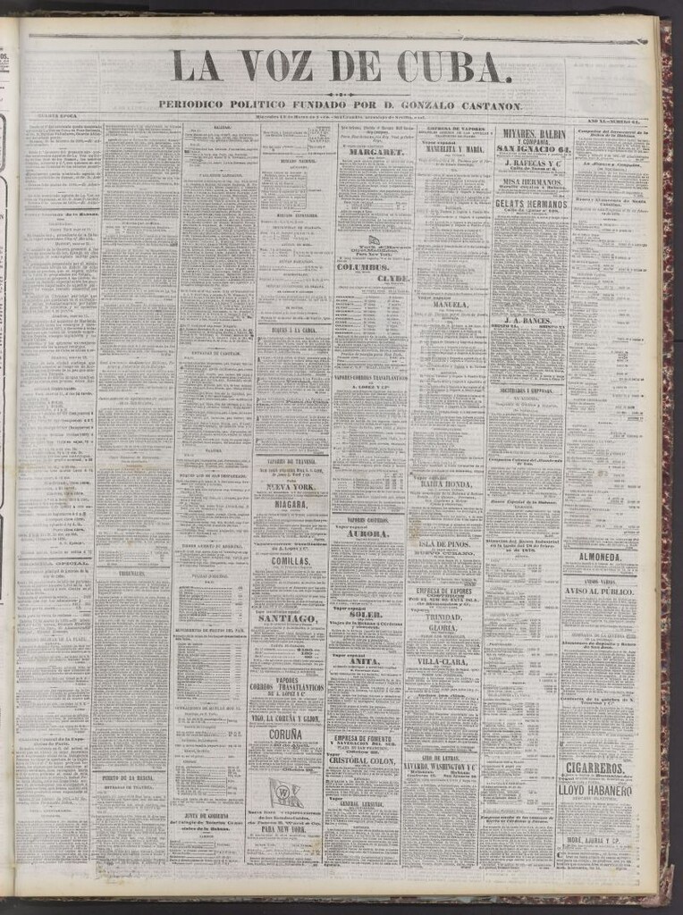 Miniatura de La Voz de Cuba: diario conservador del 13 de marzo de 1878