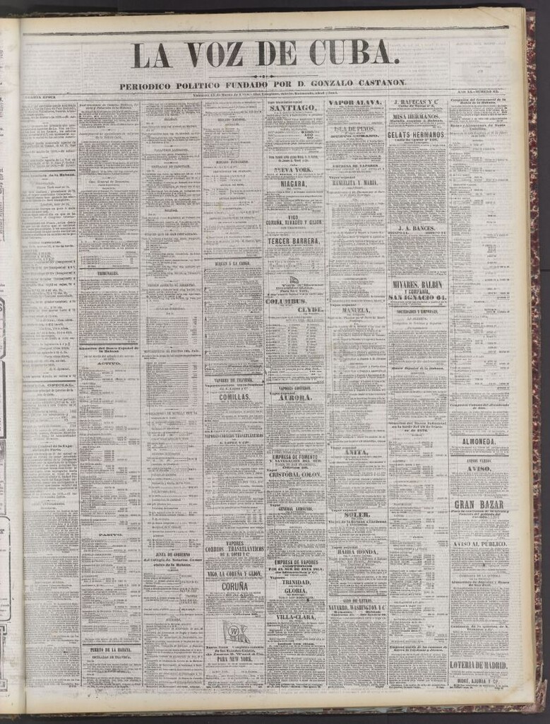 Miniatura de La Voz de Cuba: diario conservador del 15 de marzo de 1878