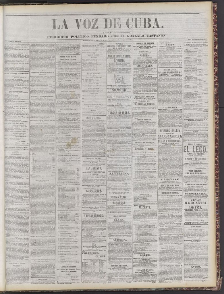 Miniatura de La Voz de Cuba: diario conservador del 20 de marzo de 1878