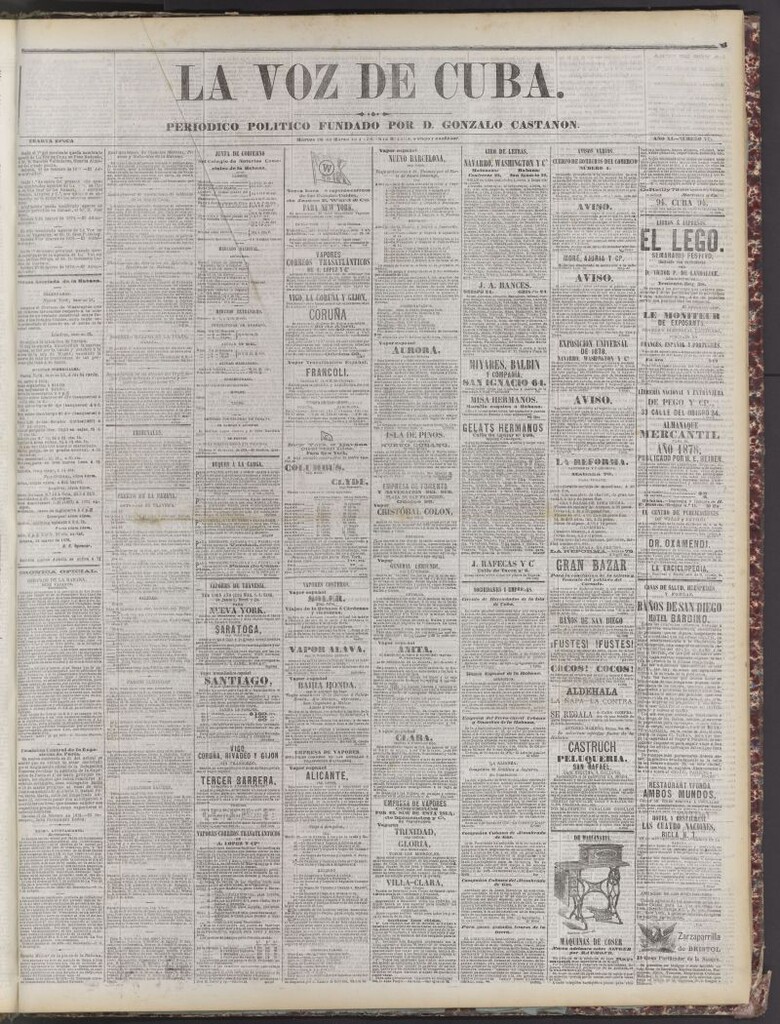 Miniatura de La Voz de Cuba: diario conservador del 26 de marzo de 1878