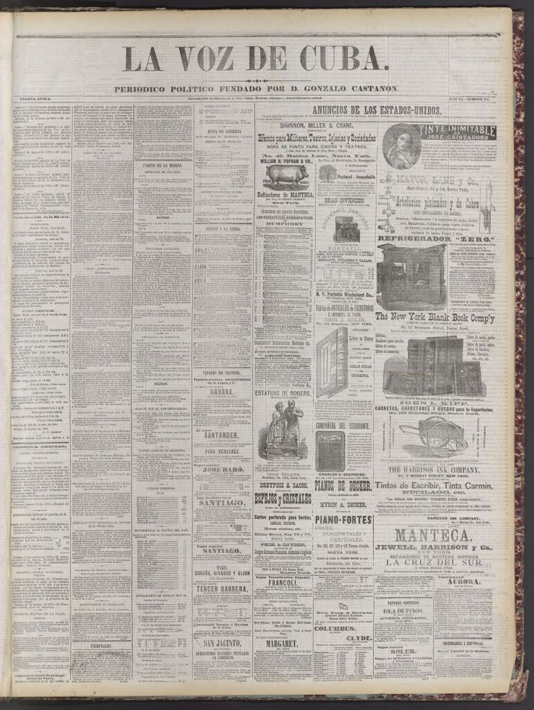 Miniatura de La Voz de Cuba: diario conservador del 30 de marzo de 1878