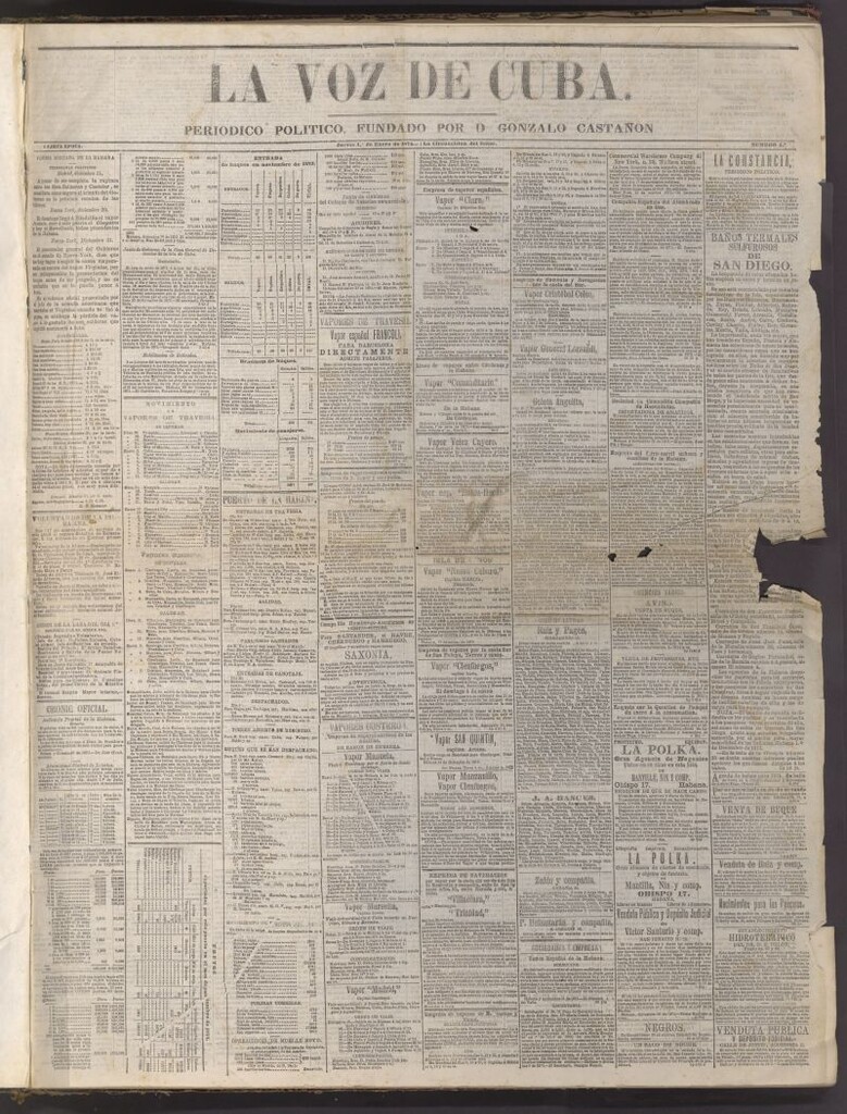 Miniatura de La Voz de Cuba: diario conservador del 1 de enero de 1874