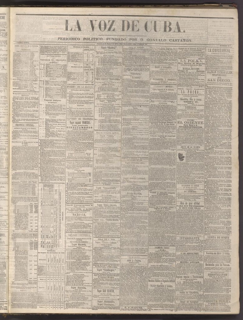 Miniatura de La Voz de Cuba: diario conservador del 2 de enero de 1874