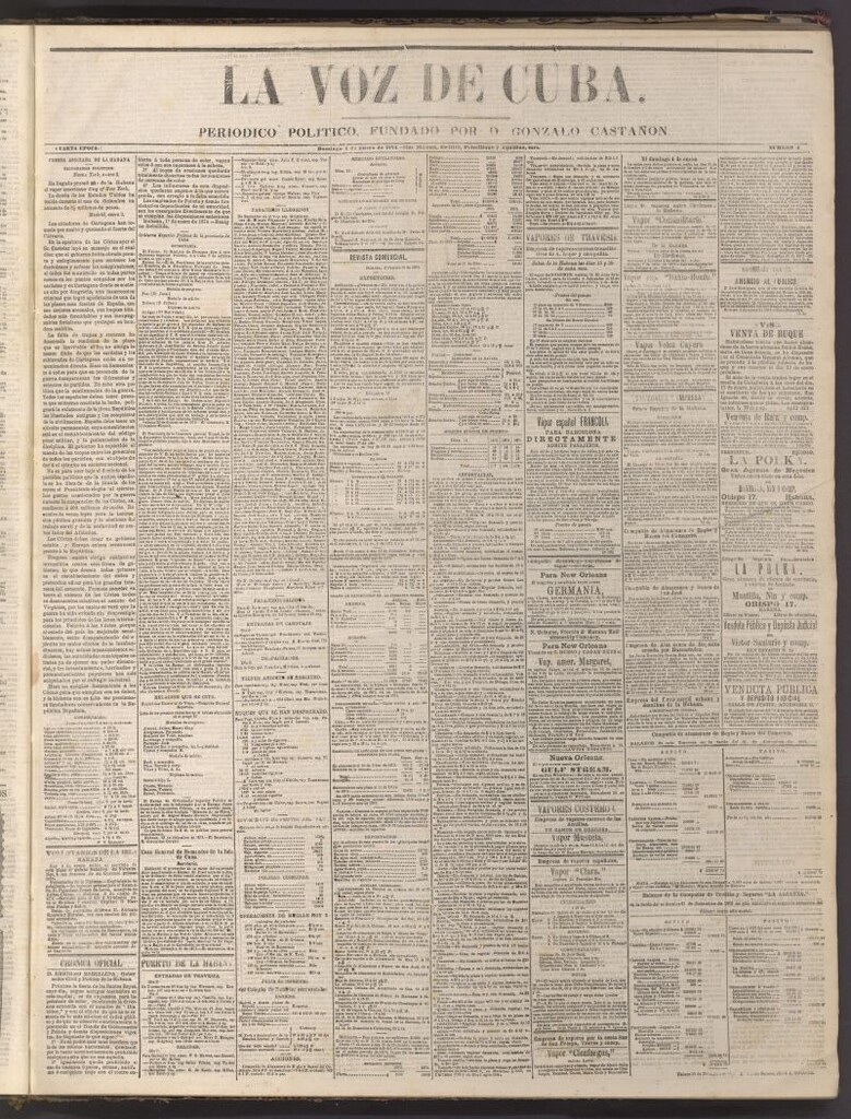 Miniatura de La Voz de Cuba: diario conservador del 4 de enero de 1874