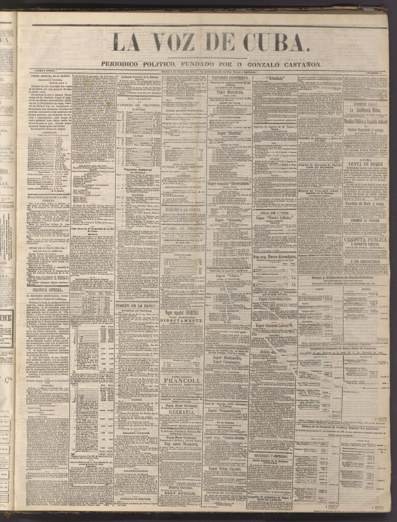 Miniatura de La Voz de Cuba: diario conservador del 6 de enero de 1874