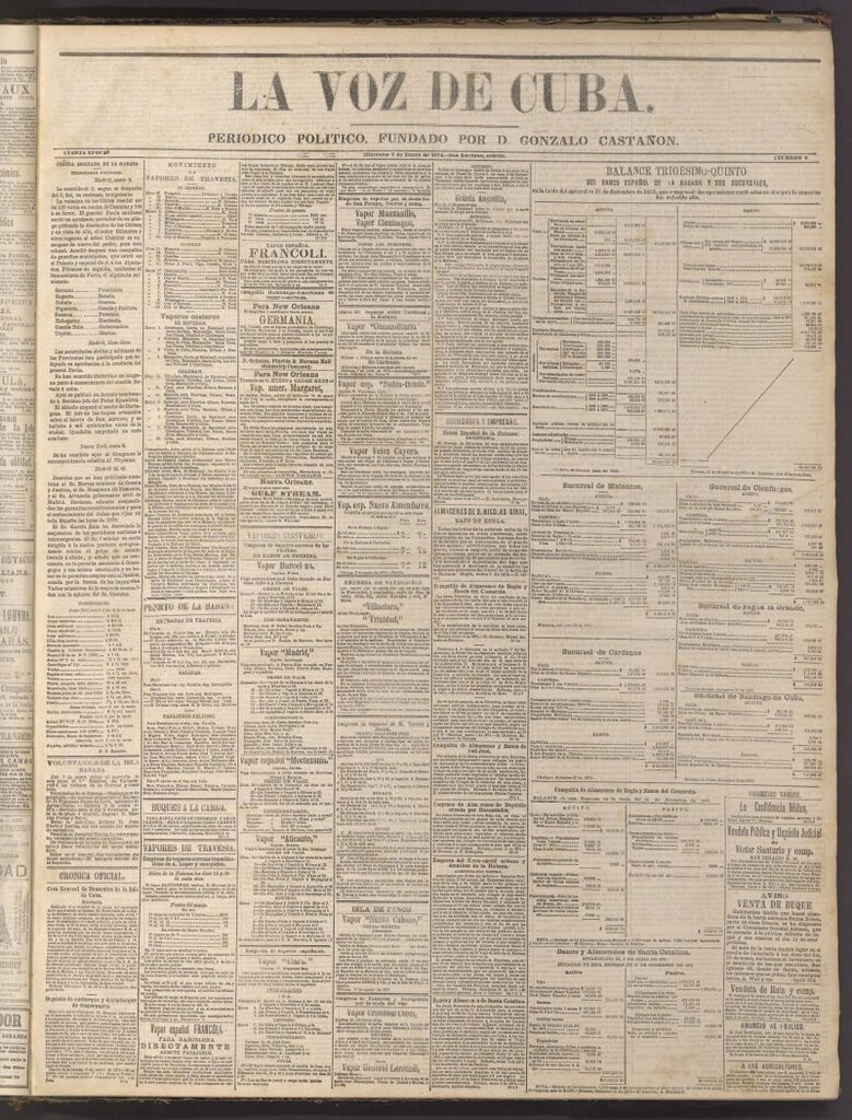 Miniatura de La Voz de Cuba: diario conservador del 7 de enero de 1874