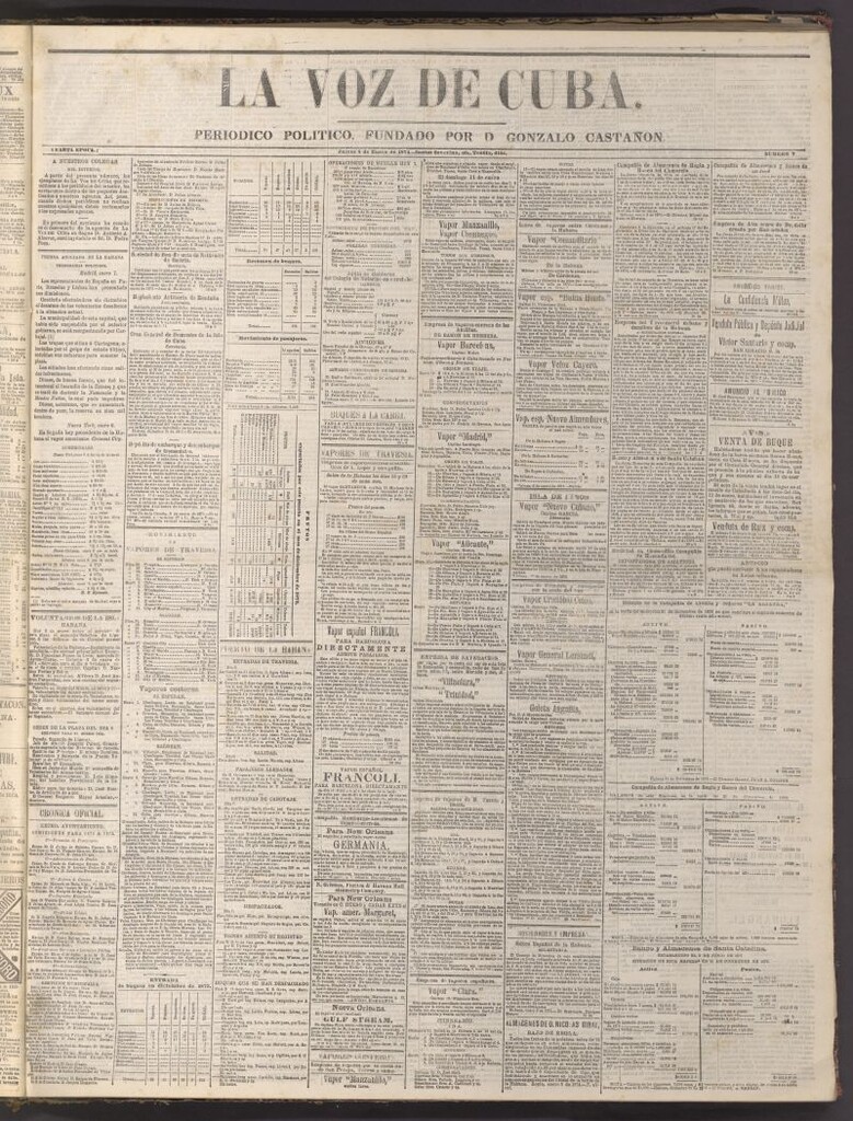 Miniatura de La Voz de Cuba: diario conservador del 8 de enero de 1874