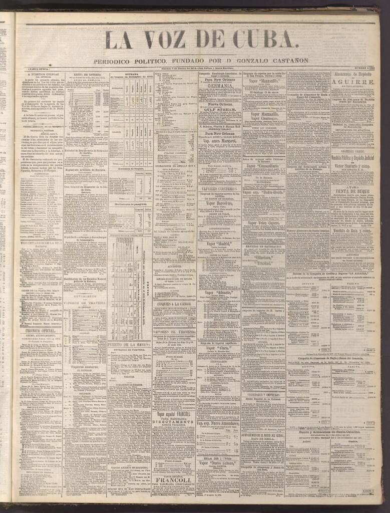 Miniatura de La Voz de Cuba: diario conservador del 9 de enero de 1874
