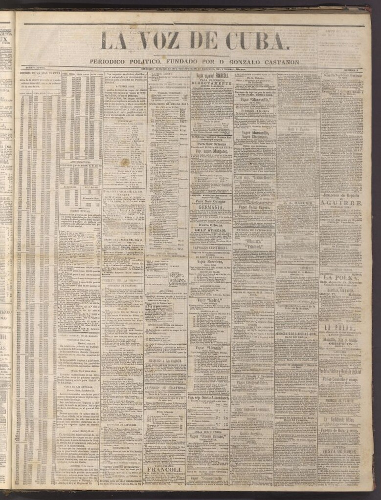 Miniatura de La Voz de Cuba: diario conservador del 10 de enero de 1874