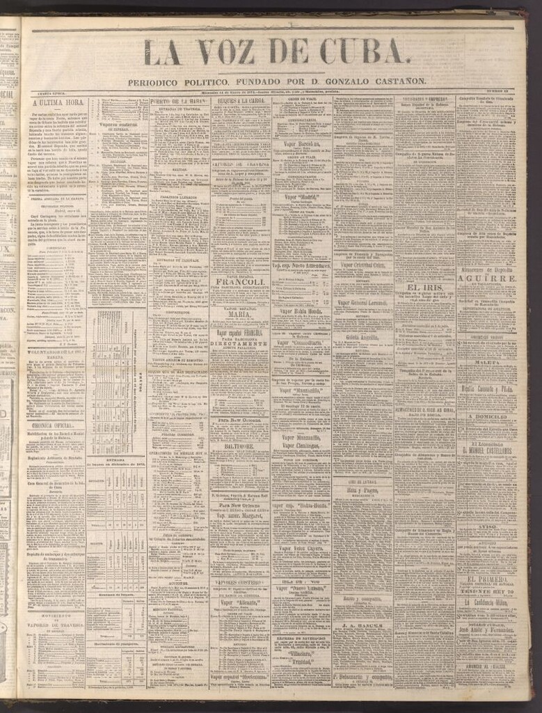 Miniatura de La Voz de Cuba: diario conservador del 14 de enero de 1874