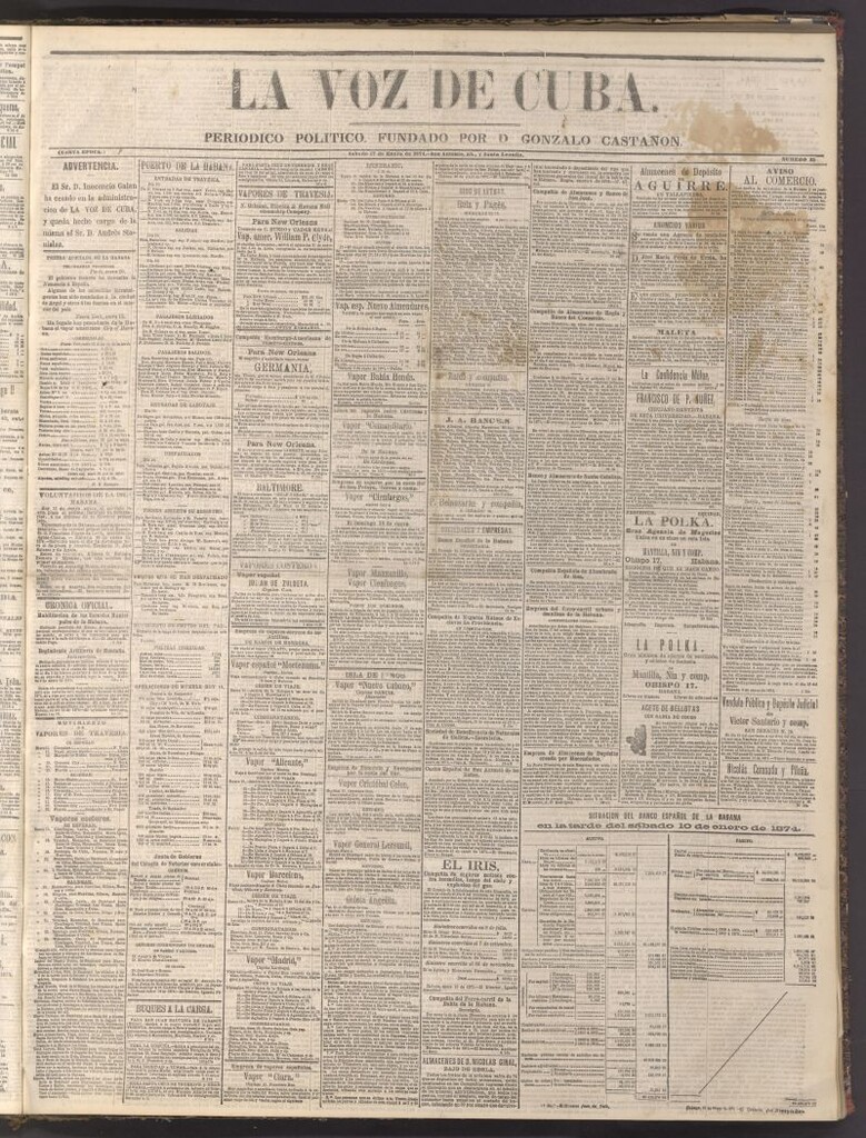 Miniatura de La Voz de Cuba: diario conservador del 17 de enero de 1874