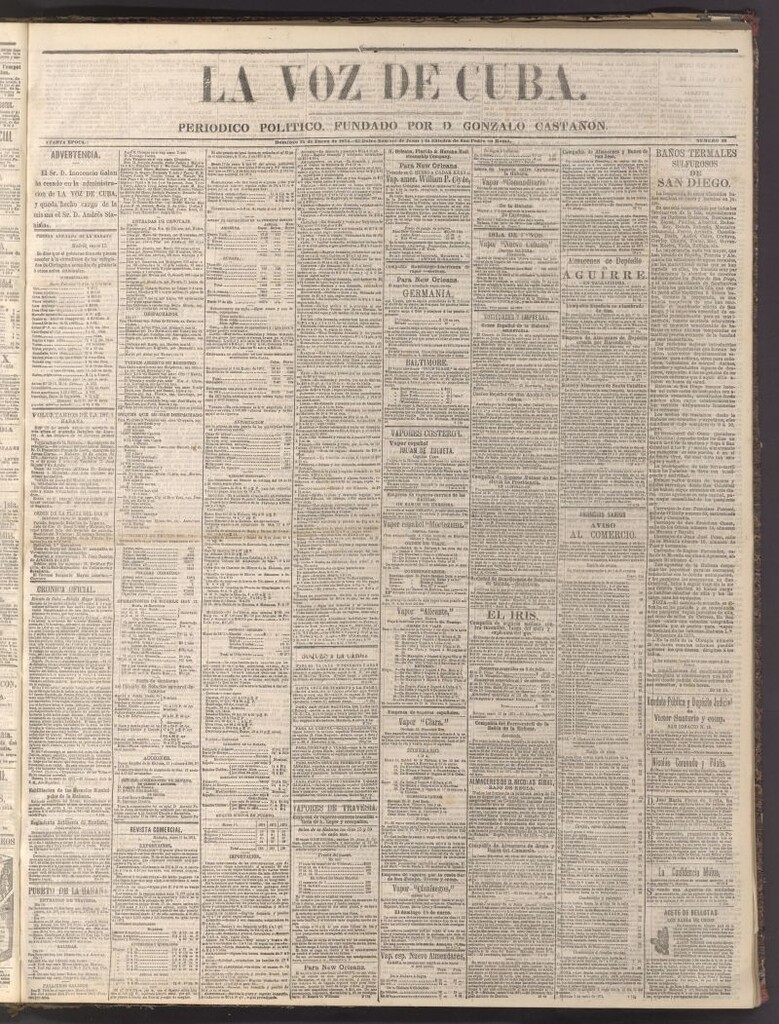 Miniatura de La Voz de Cuba: diario conservador del 18 de enero de 1874