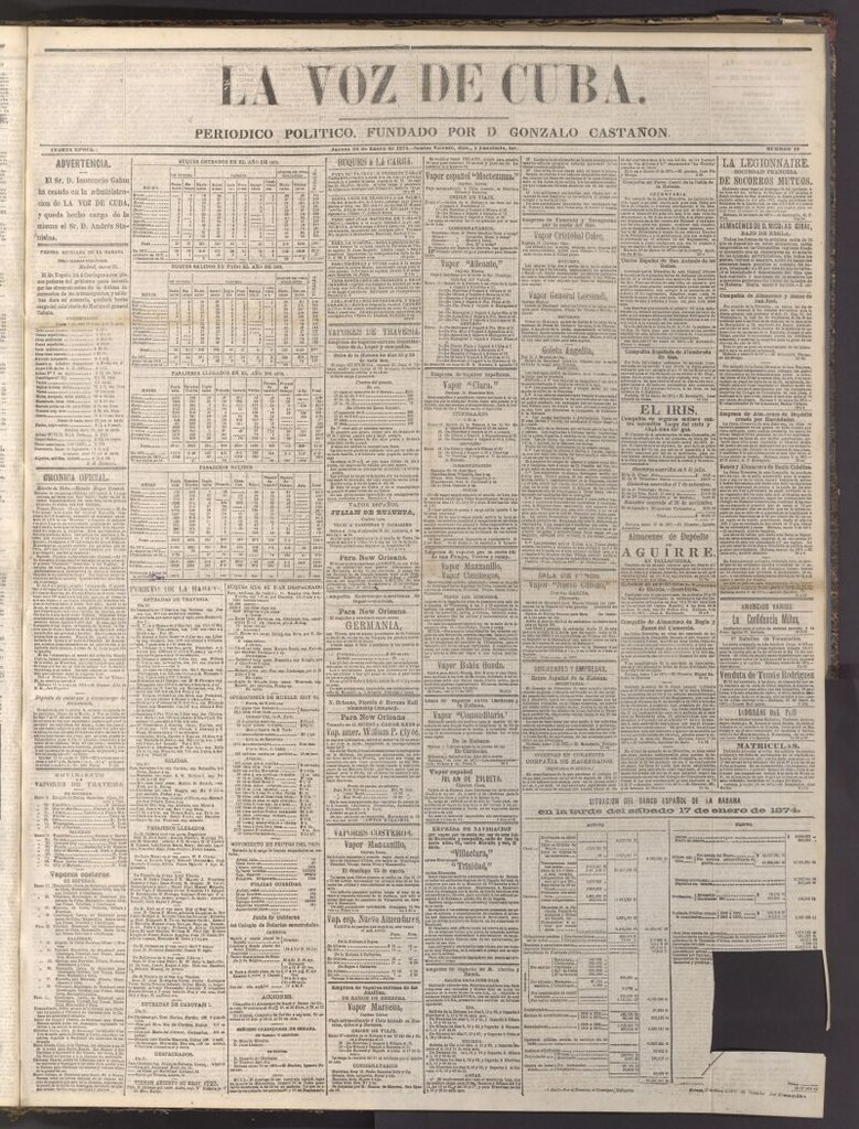 Miniatura de La Voz de Cuba: diario conservador del 22 de enero de 1874