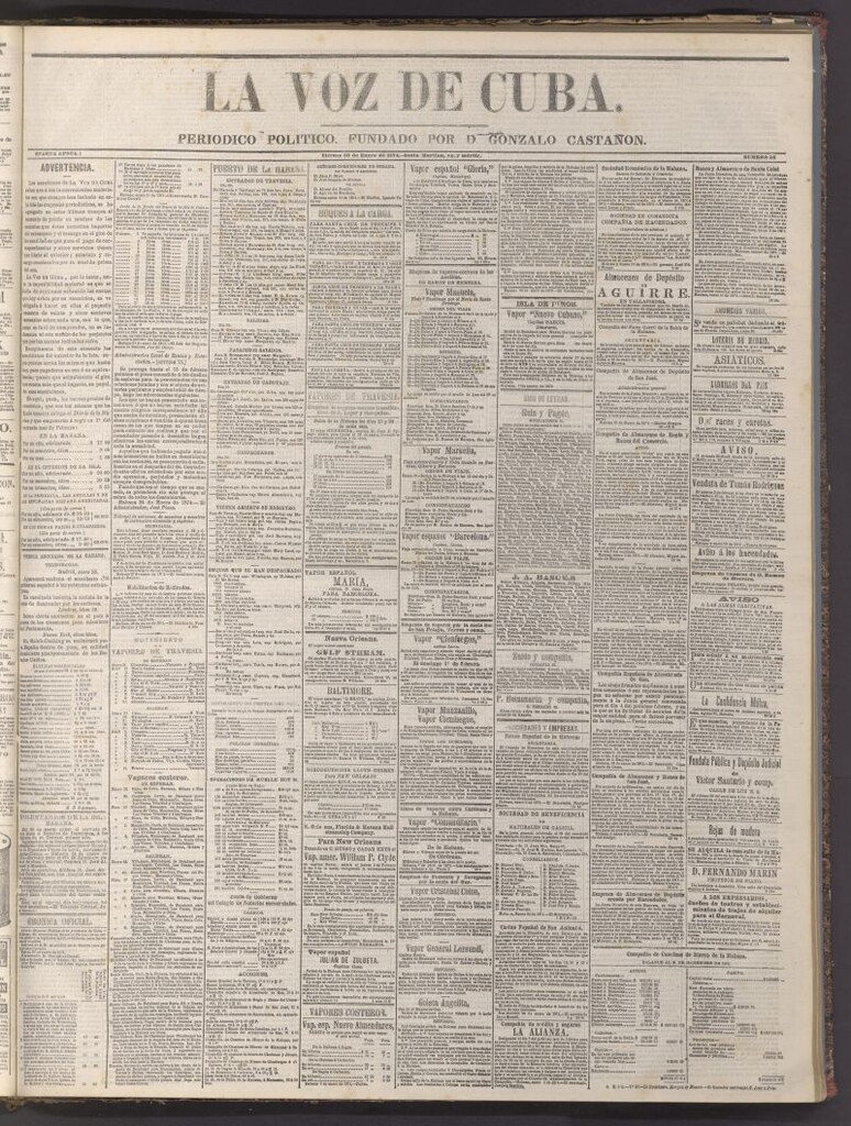 Miniatura de La Voz de Cuba: diario conservador del 30 de enero de 1874