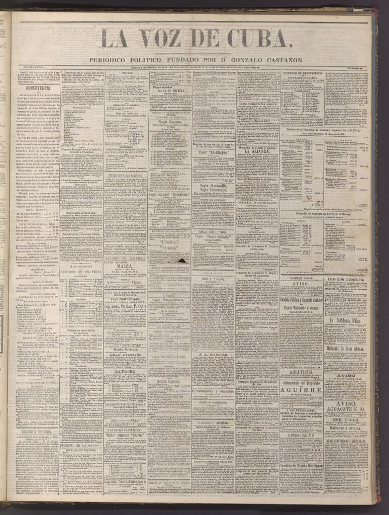 Miniatura de La Voz de Cuba: diario conservador del 3 de febrero de 1874