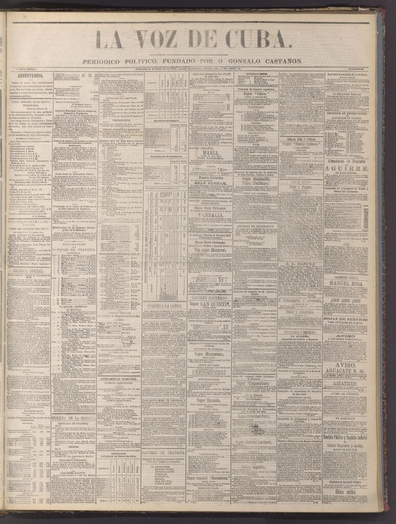 Miniatura de La Voz de Cuba: diario conservador del 11 de febrero de 1874