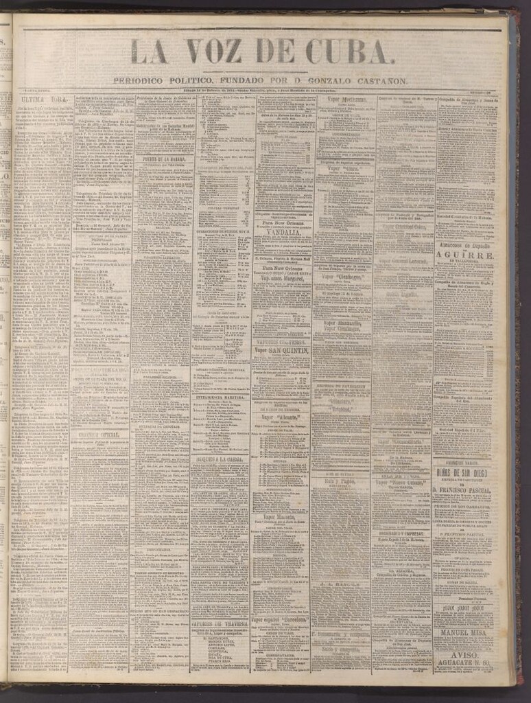 Miniatura de La Voz de Cuba: diario conservador del 14 de febrero de 1874