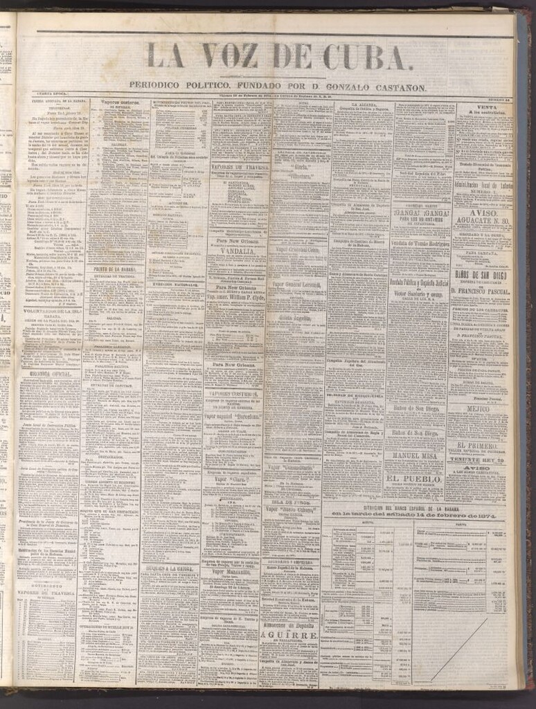 Miniatura de La Voz de Cuba: diario conservador del 20 de febrero de 1874