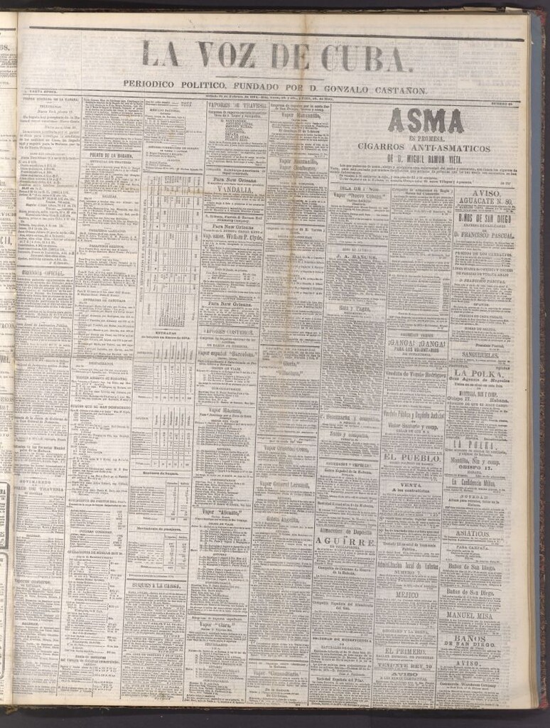 Miniatura de La Voz de Cuba: diario conservador del 21 de febrero de 1874