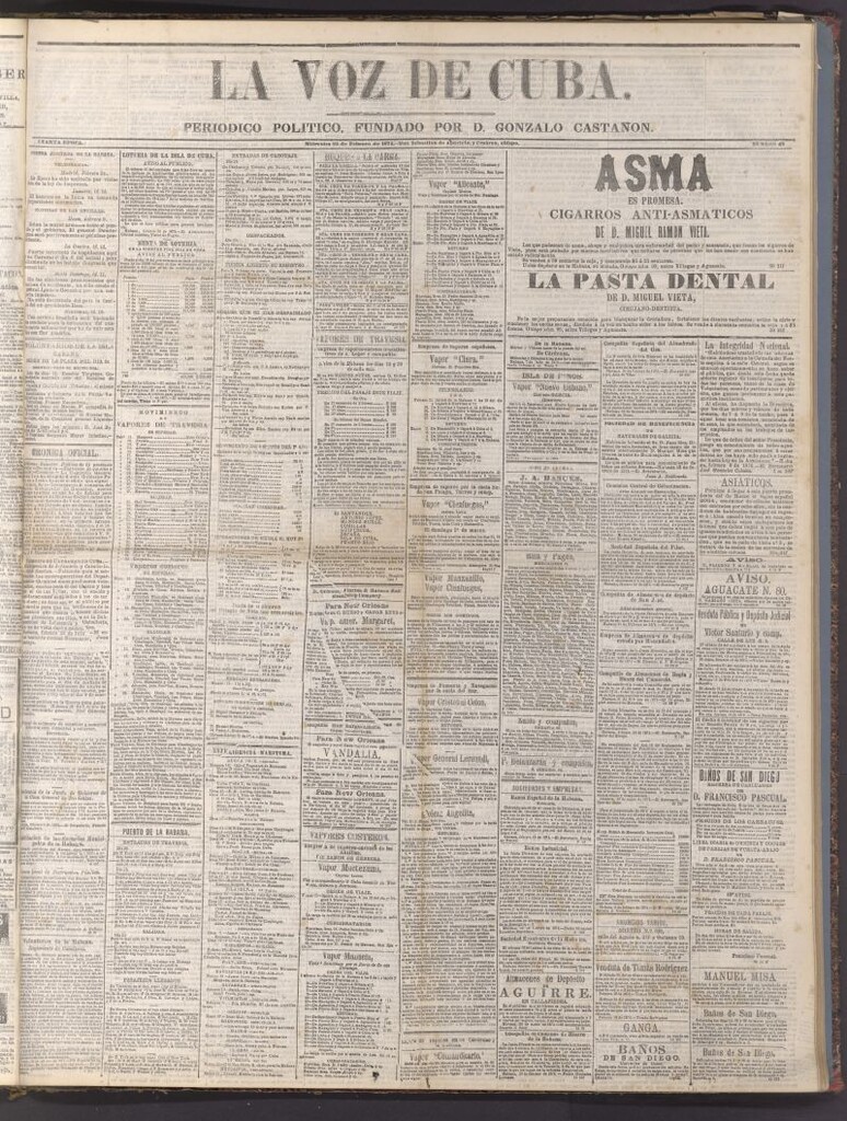 Miniatura de La Voz de Cuba: diario conservador del 25 de febrero de 1874