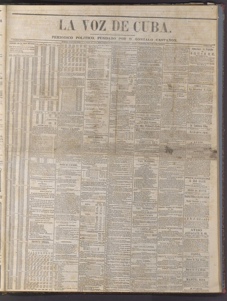 Miniatura de La Voz de Cuba: diario conservador del 1 de marzo de 1874