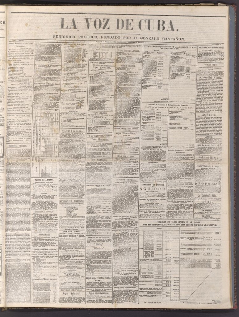 Miniatura de La Voz de Cuba: diario conservador del 5 de marzo de 1874
