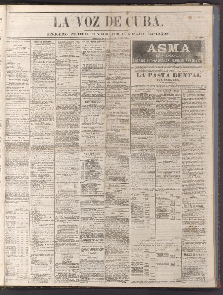 Miniatura de La Voz de Cuba: diario conservador del 10 de marzo de 1874