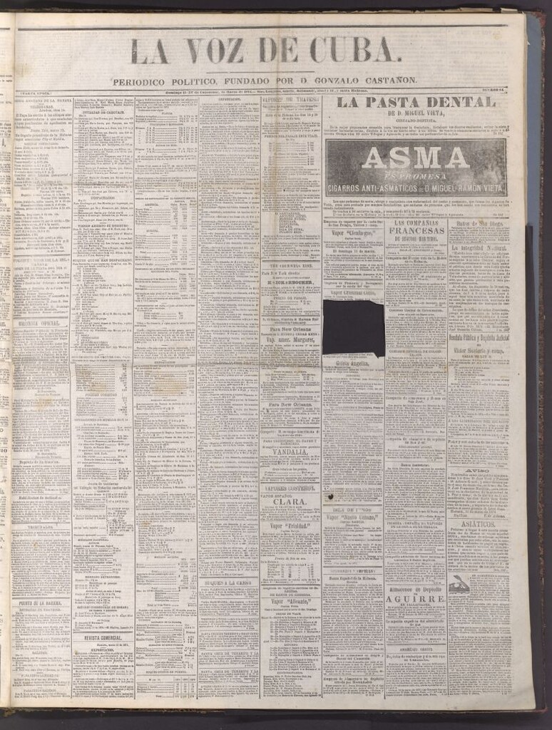 Miniatura de La Voz de Cuba: diario conservador del 15 de marzo de 1874