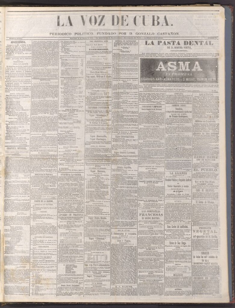 Miniatura de La Voz de Cuba: diario conservador del 25 de marzo de 1874
