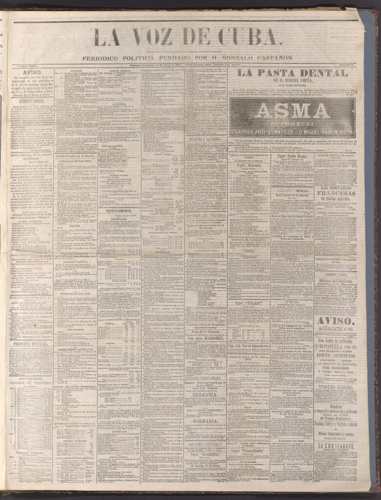 Miniatura de La Voz de Cuba: diario conservador del 29 de marzo de 1874