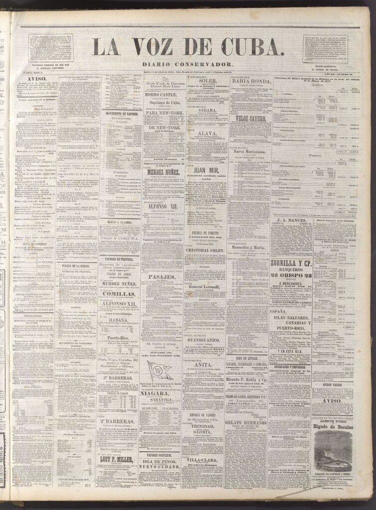 Miniatura de La Voz de Cuba: diario conservador del 3 de abril de 1879