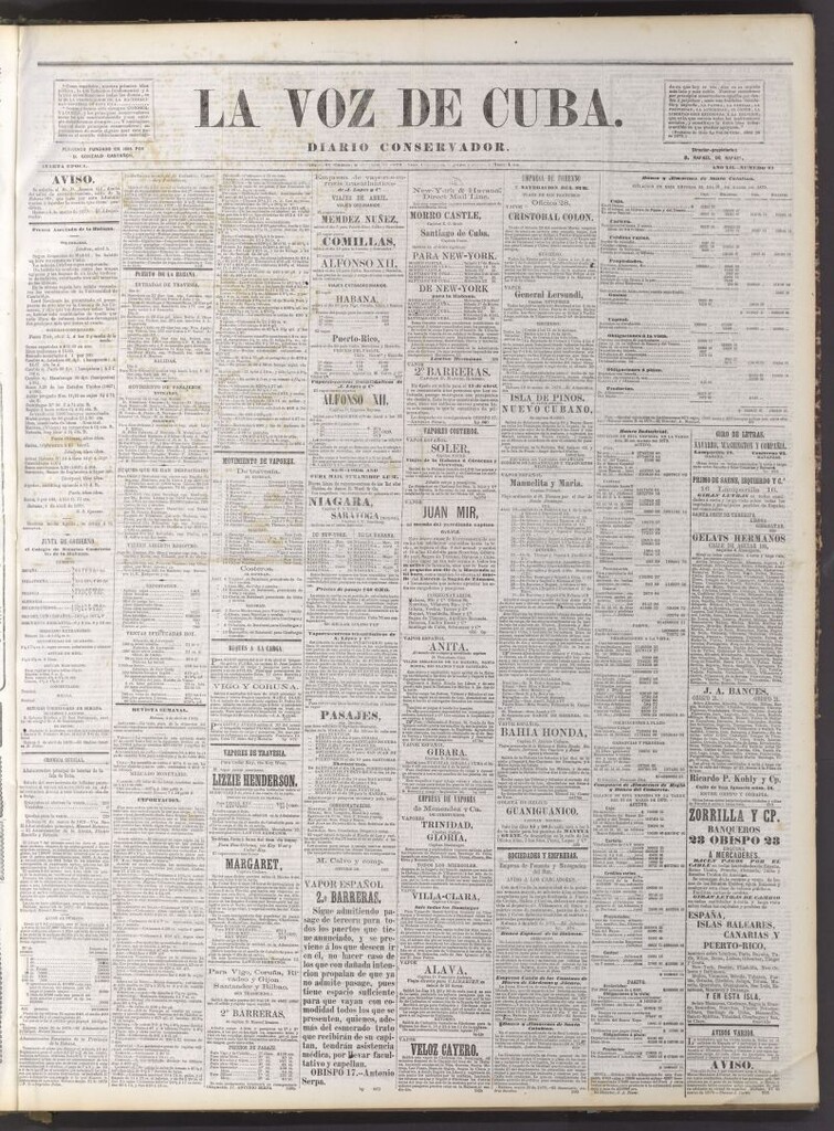 Miniatura de La Voz de Cuba: diario conservador del 6 de abril de 1879