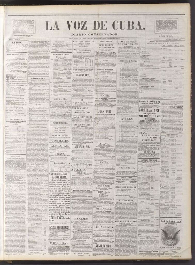 Miniatura de La Voz de Cuba: diario conservador del 8 de abril de 1879