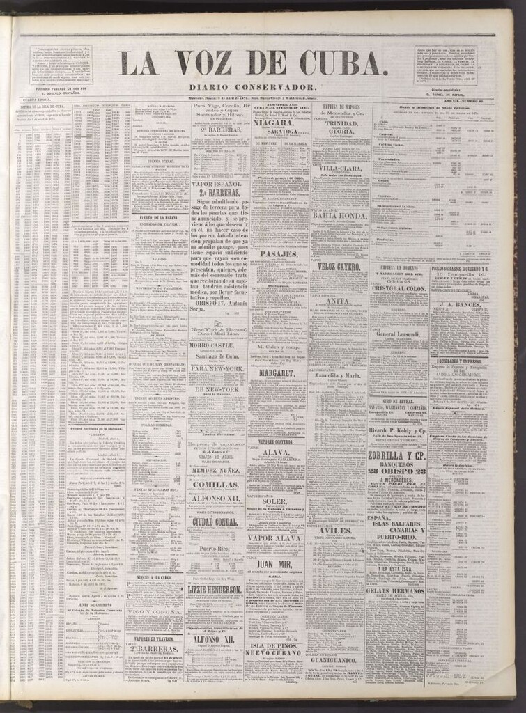 Miniatura de La Voz de Cuba: diario conservador del 9 de abril de 1879