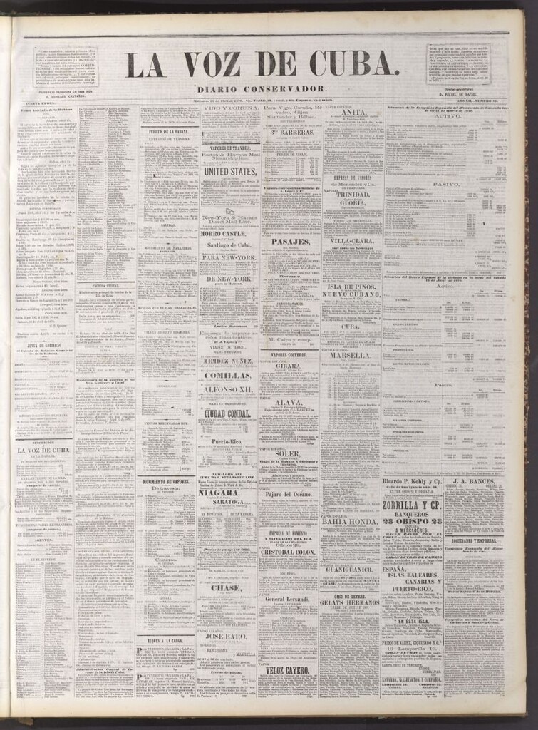 Miniatura de La Voz de Cuba: diario conservador del 16 de abril de 1879