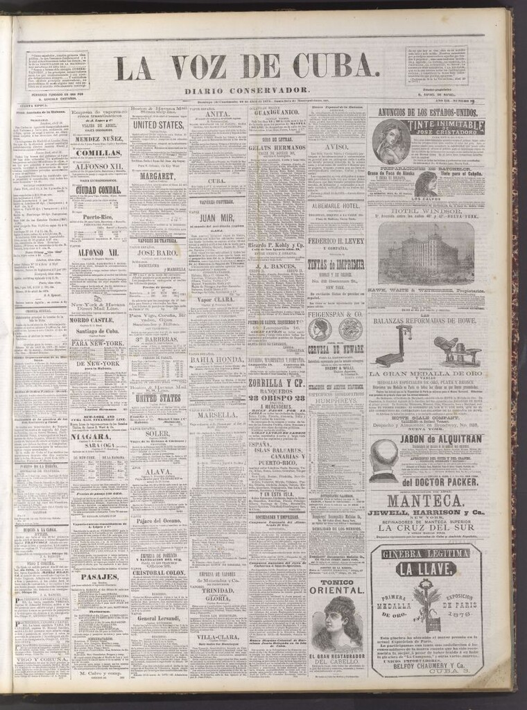 Miniatura de La Voz de Cuba: diario conservador del 20 de abril de 1879
