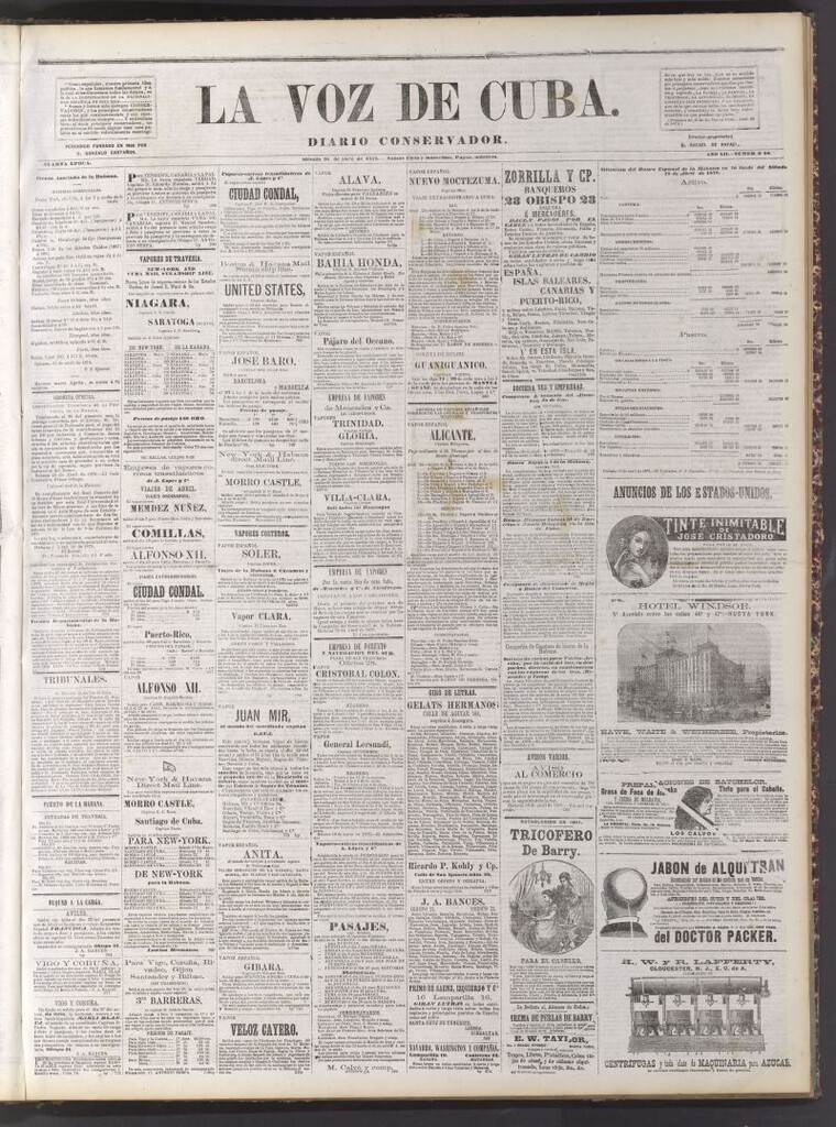 Miniatura de La Voz de Cuba: diario conservador del 26 de abril de 1879