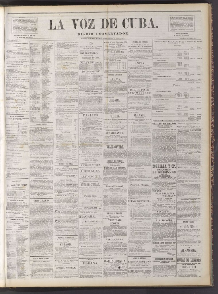 Miniatura de La Voz de Cuba: diario conservador del 30 de abril de 1879
