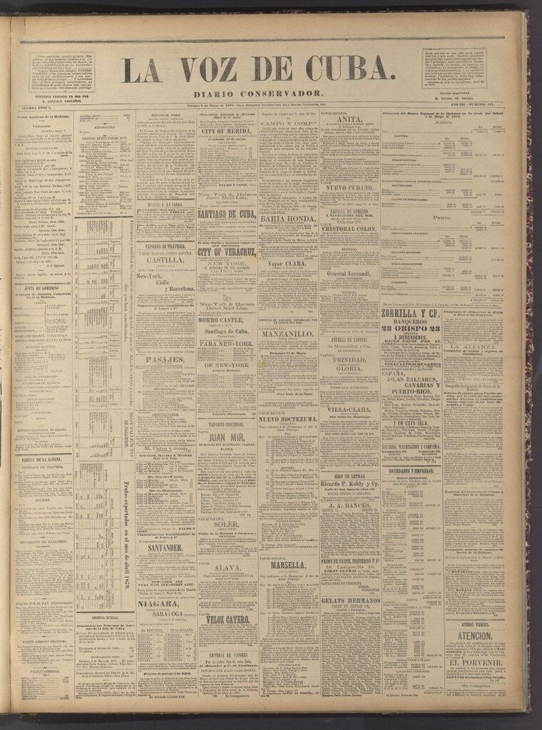 Miniatura de La Voz de Cuba: diario conservador del 9 de mayo de 1879