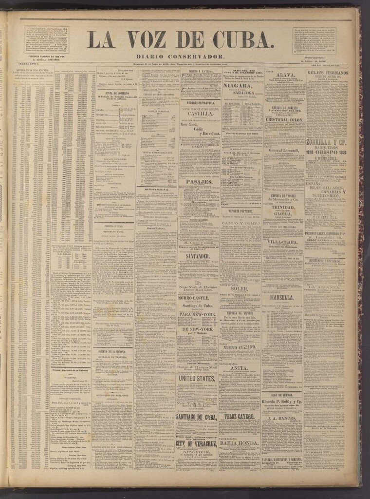 Miniatura de La Voz de Cuba: diario conservador del 11 de mayo de 1879