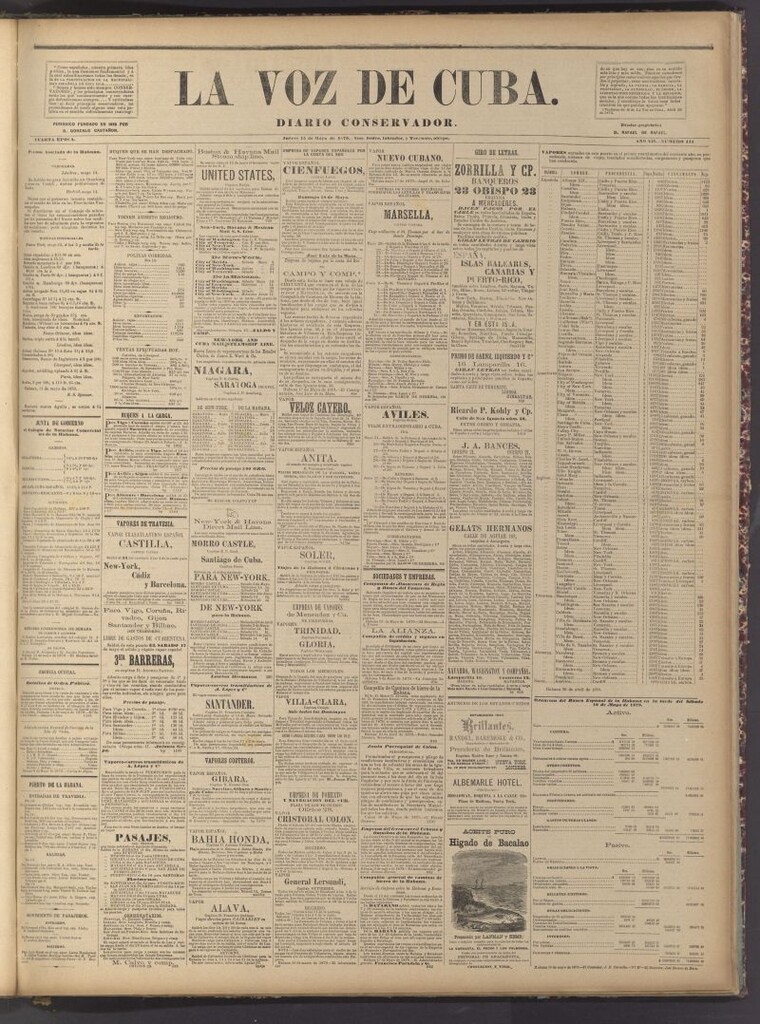 Miniatura de La Voz de Cuba: diario conservador del 15 de mayo de 1879
