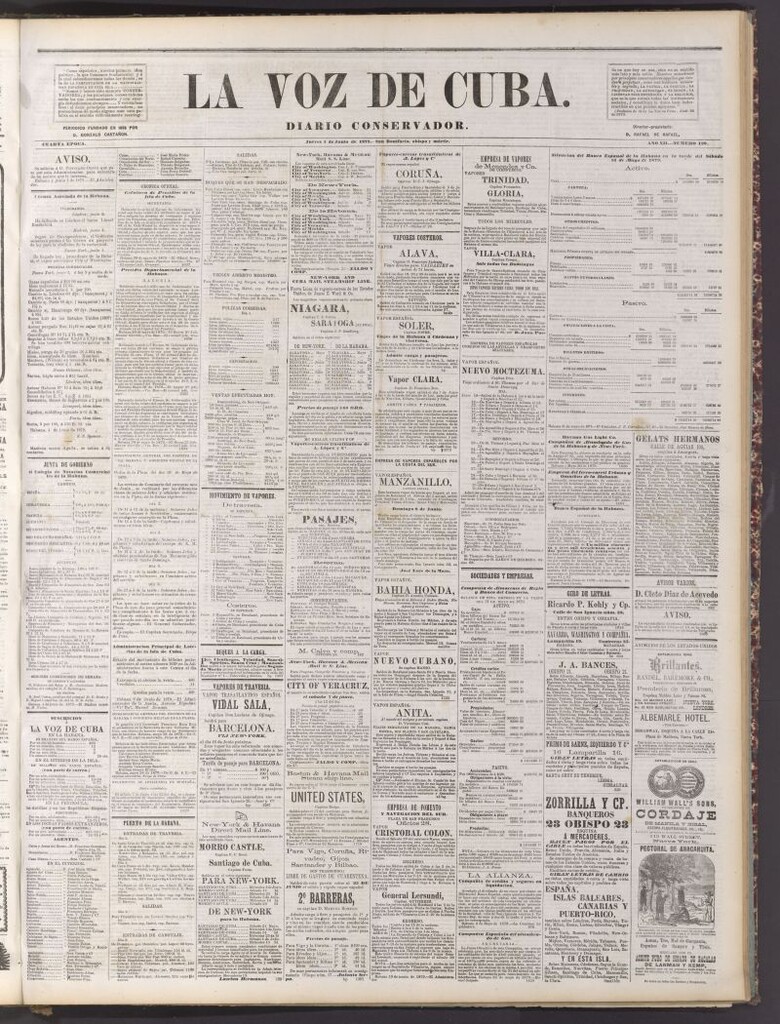 Miniatura de La Voz de Cuba: diario conservador del 5 de junio de 1879