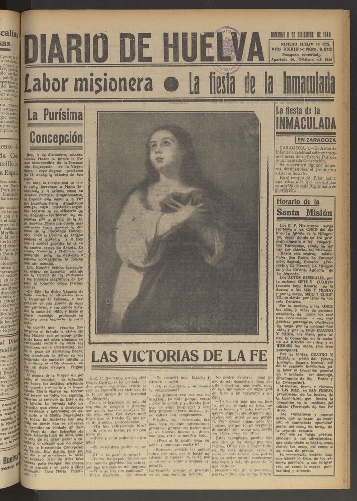Miniatura de Diario de Huelva : periódico independiente del 8 de diciembre de 1940