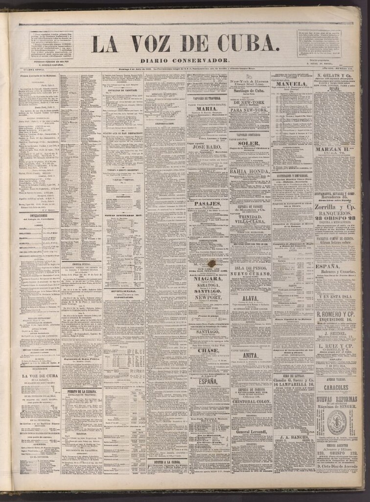 Miniatura de La Voz de Cuba: diario conservador del 4 de julio de 1880