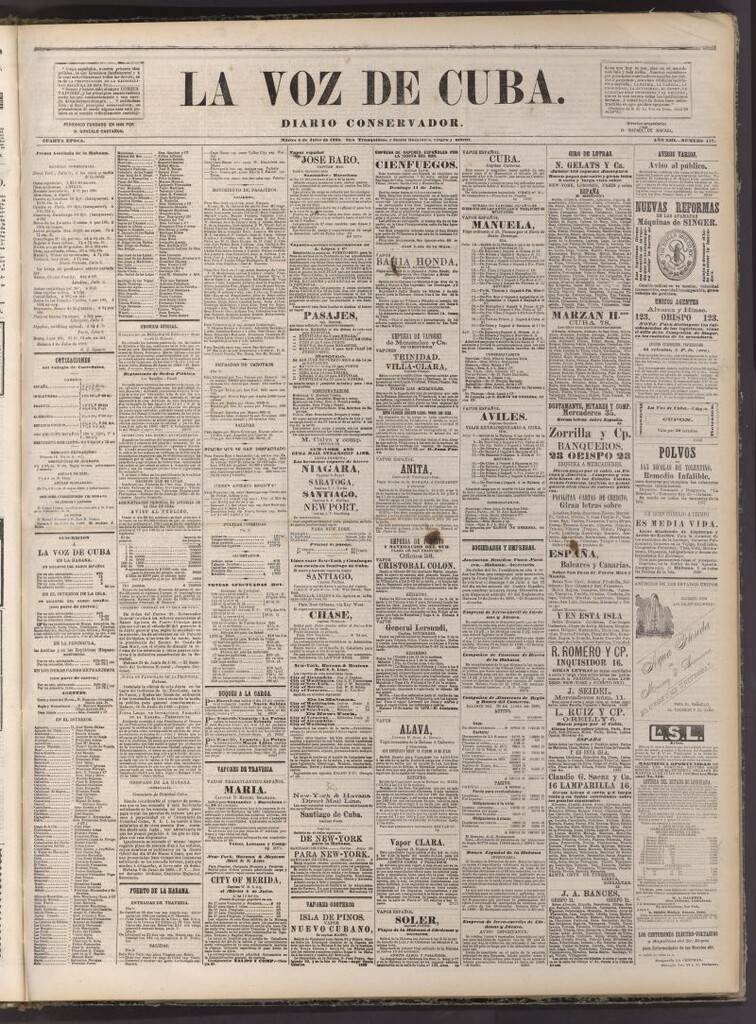Miniatura de La Voz de Cuba: diario conservador del 6 de julio de 1880